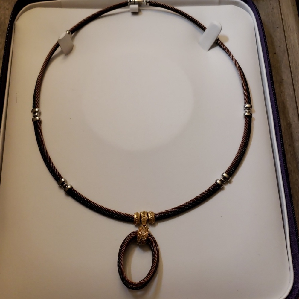 Charriol Inspired-Brown and black coil necklace